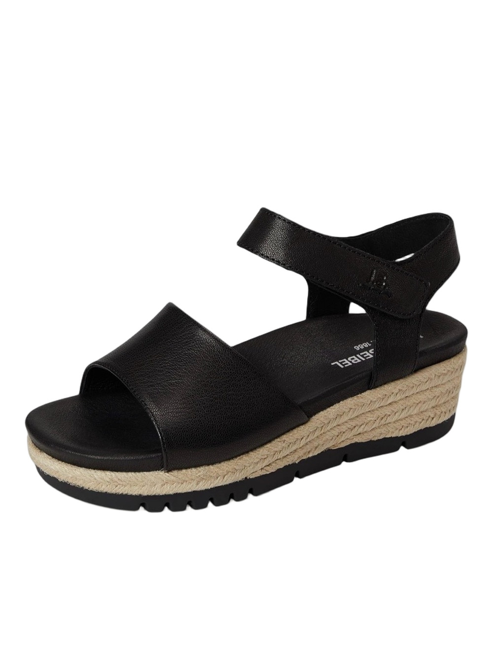 Josef Seibel Miranda Black Espadrille Wedge Ankle Strap Sandals - Sz 40/9, NWOB